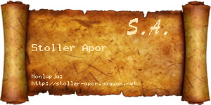 Stoller Apor névjegykártya